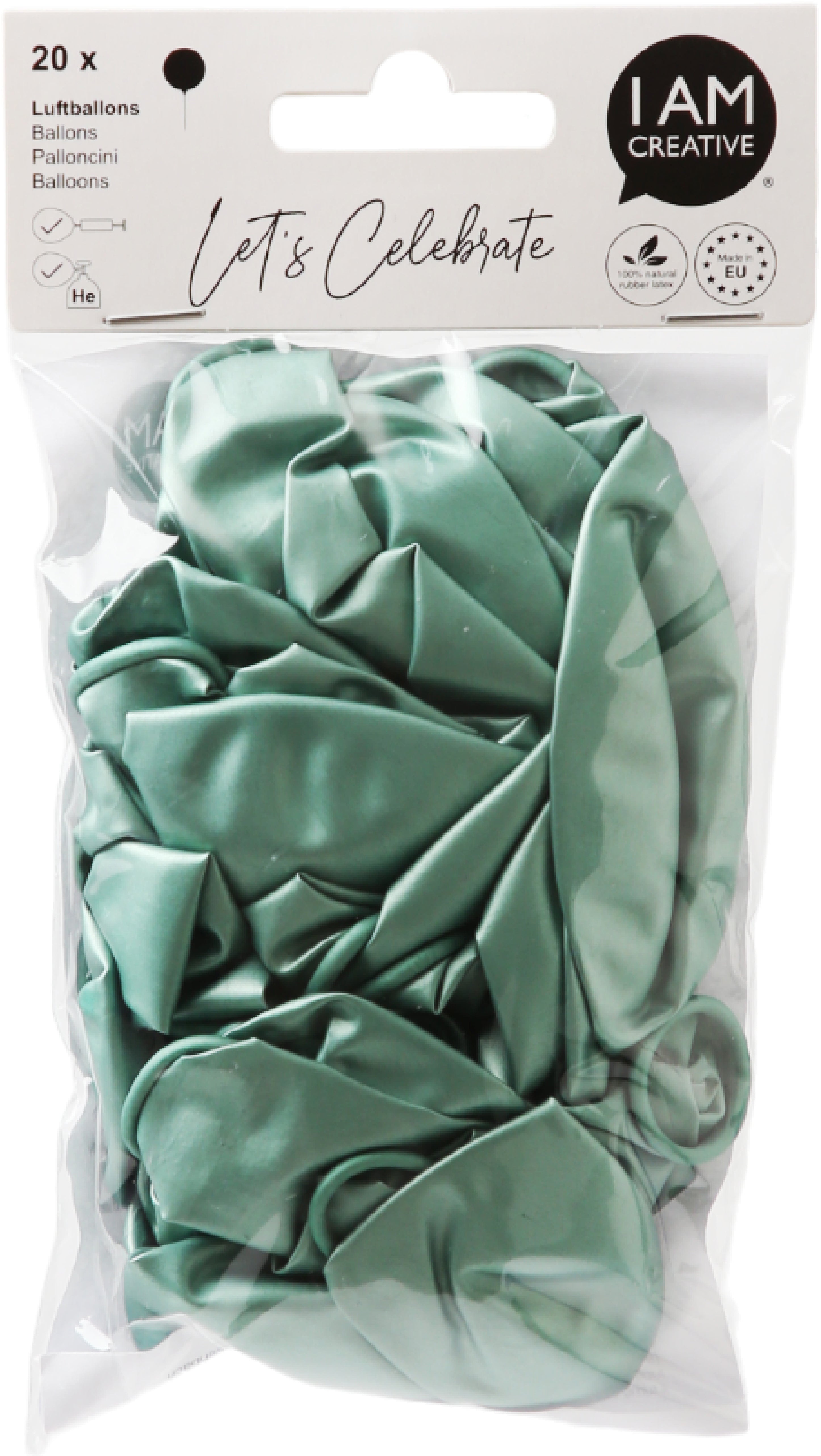 I AM CREATIVE Luftballons Glossy – grün – Ø 27 cm – Latex – 20 Stk