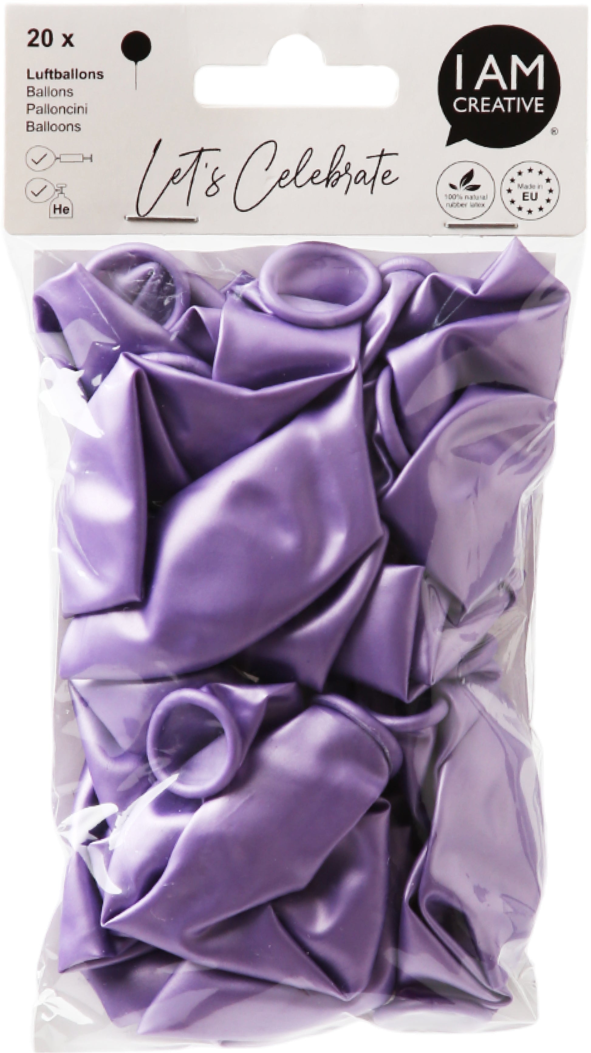 I am creative Metallic Mix Luftballons – Lavendel – Ø 27 cm – Latex – 20 Stk