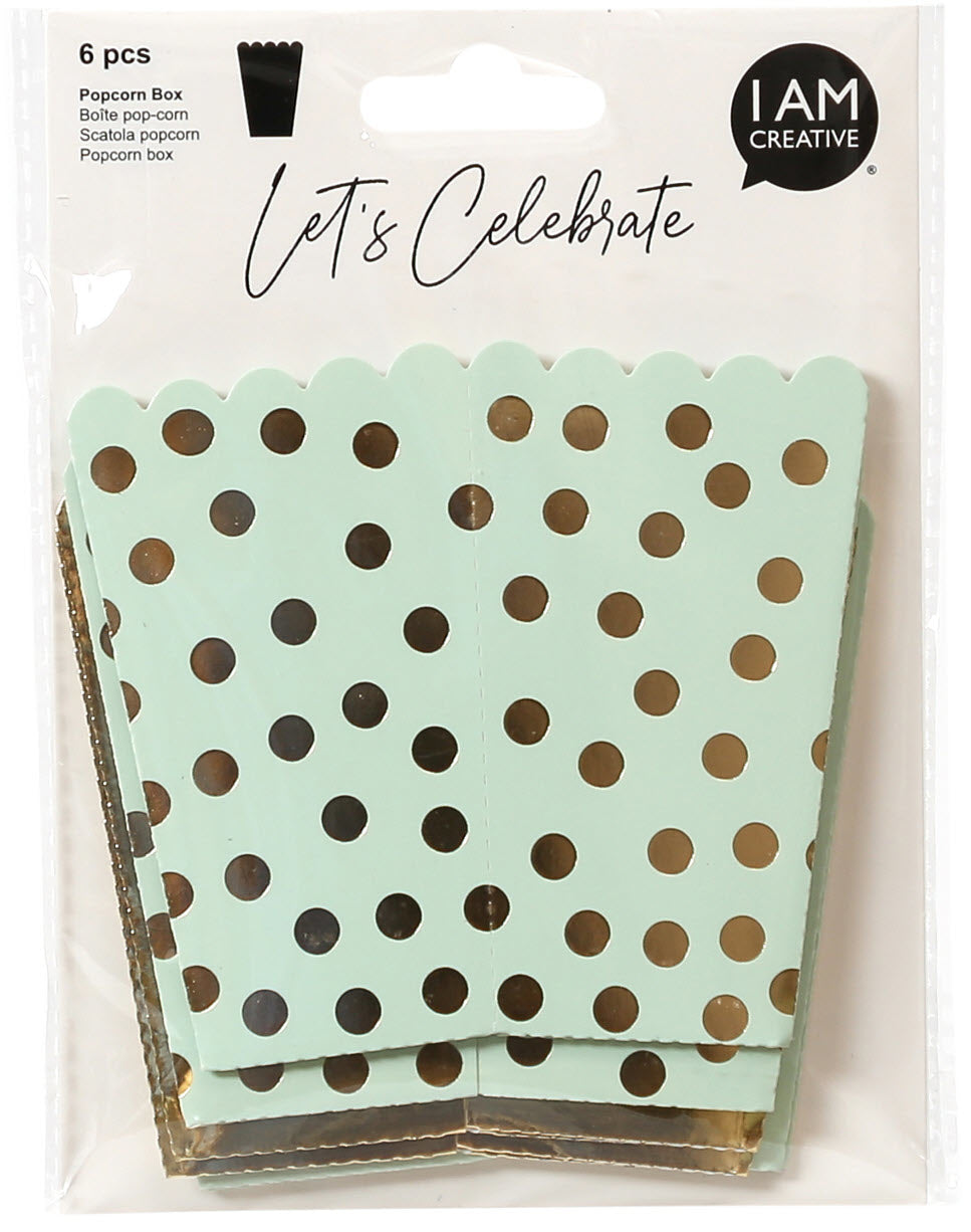 I am creative Popcorn-Box, mint/gold – 180 × 135 × 15 mm – 6 Stk.
