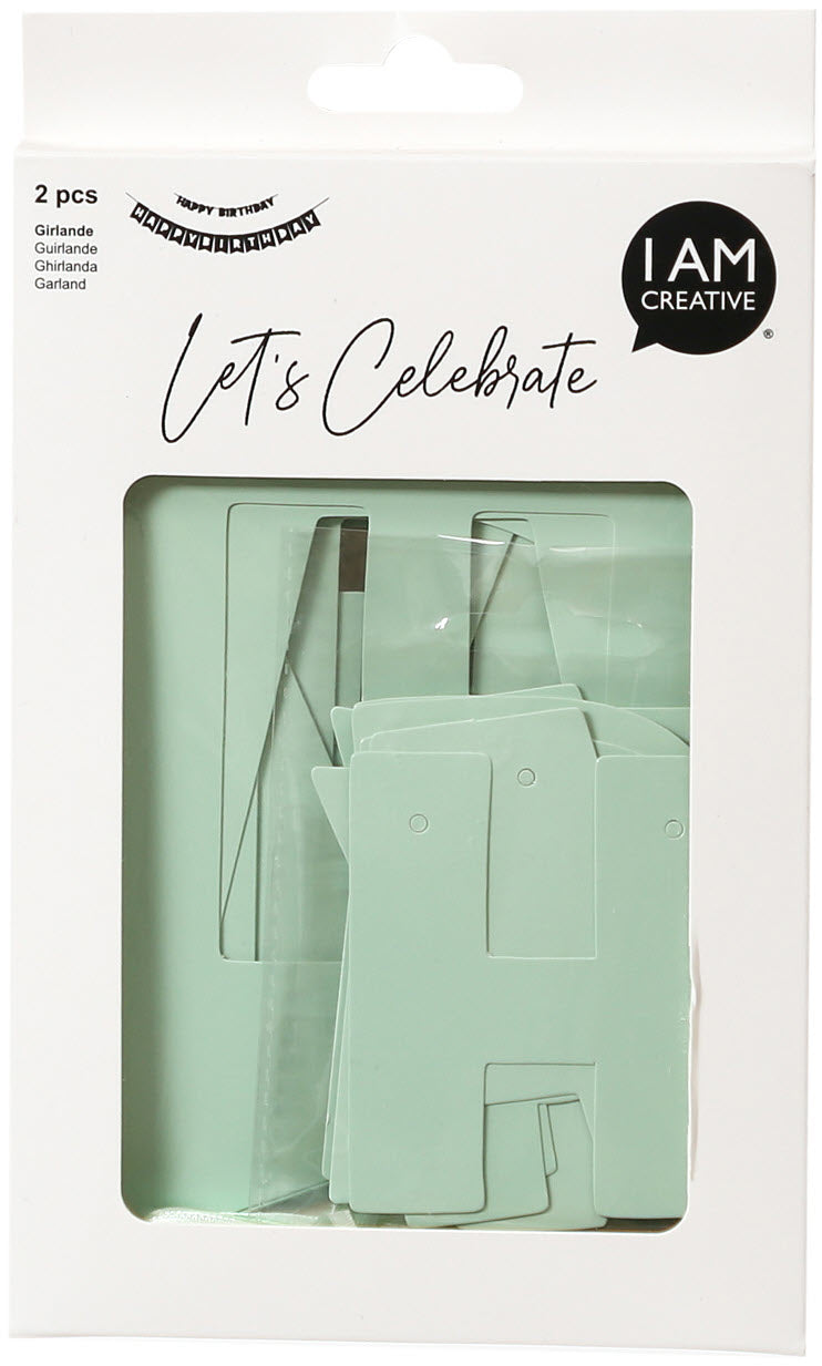 I AM CREATIVE Girlande Happy Birthday – mint – 230 cm – 2 Stk