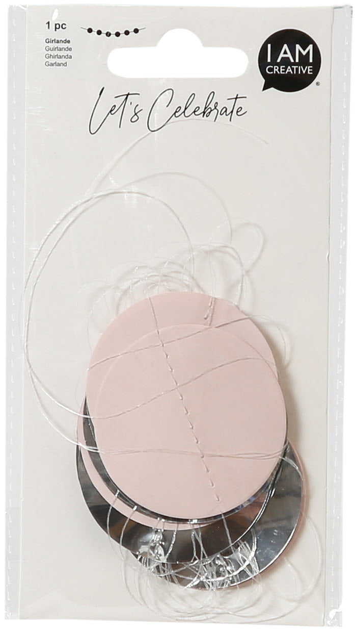 I AM CREATIVE Girlande Punkte – rosa, silber – 9,4 × 1,4 × 16,2 cm