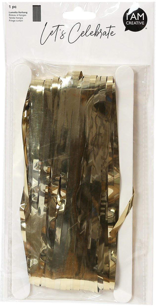 I AM CREATIVE Lametta Vorhang – Gold – 90 × 240 cm