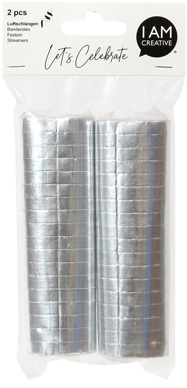 I am creative Luftschlangen – Silber Metallic – 0,7 × 400 cm – 2 Stk