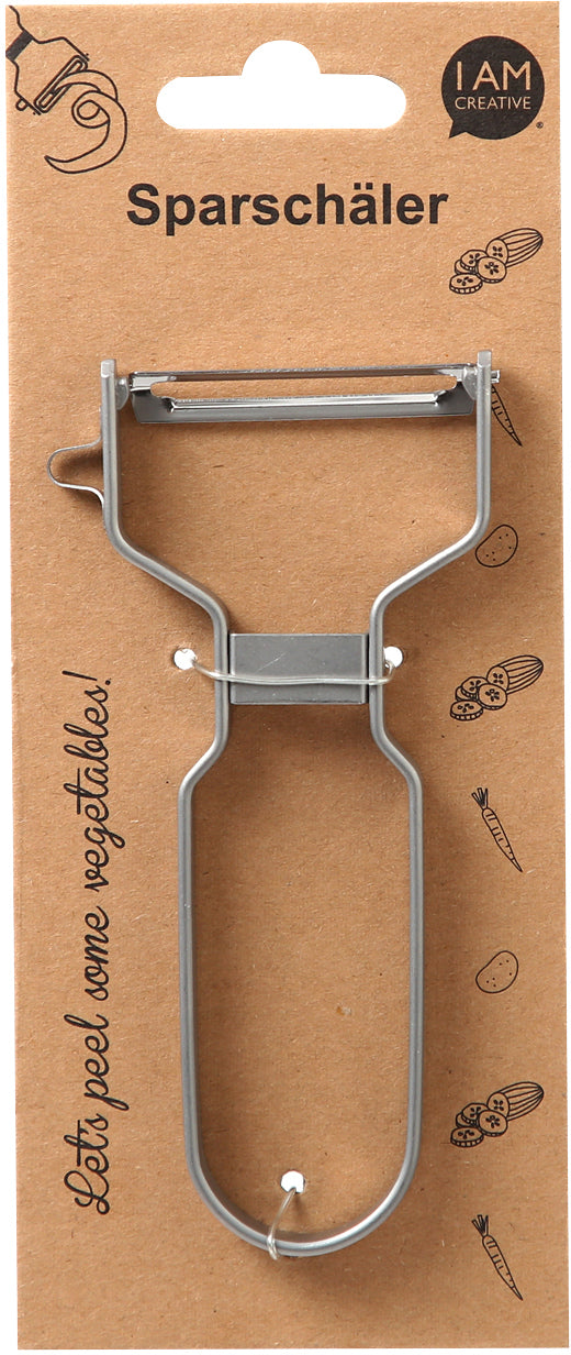 I AM CREATIVE – Sparschäler 13,5 cm, Edelstahl, beidseitig geschliffene Klinge, mit Kartoffelaugen-Ausstecher