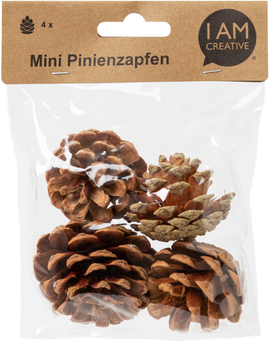 I am creative Dekosteine/Dekogranulat, Pinienzapfen (Pinie), Braun, Ø 35 mm × 40 mm, 4 Stk., 6102.871
