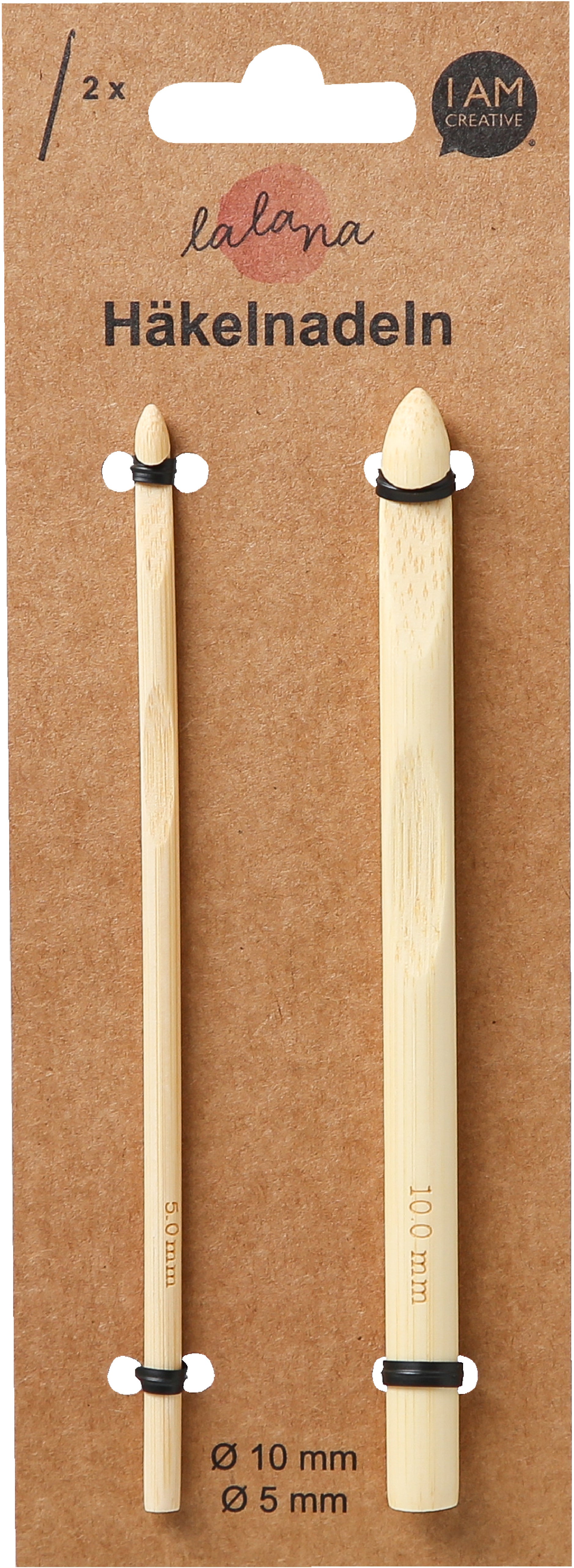 I am creative 6201.11 Häkelnadel-Set 5–10 mm – 2 Stk., Bambus