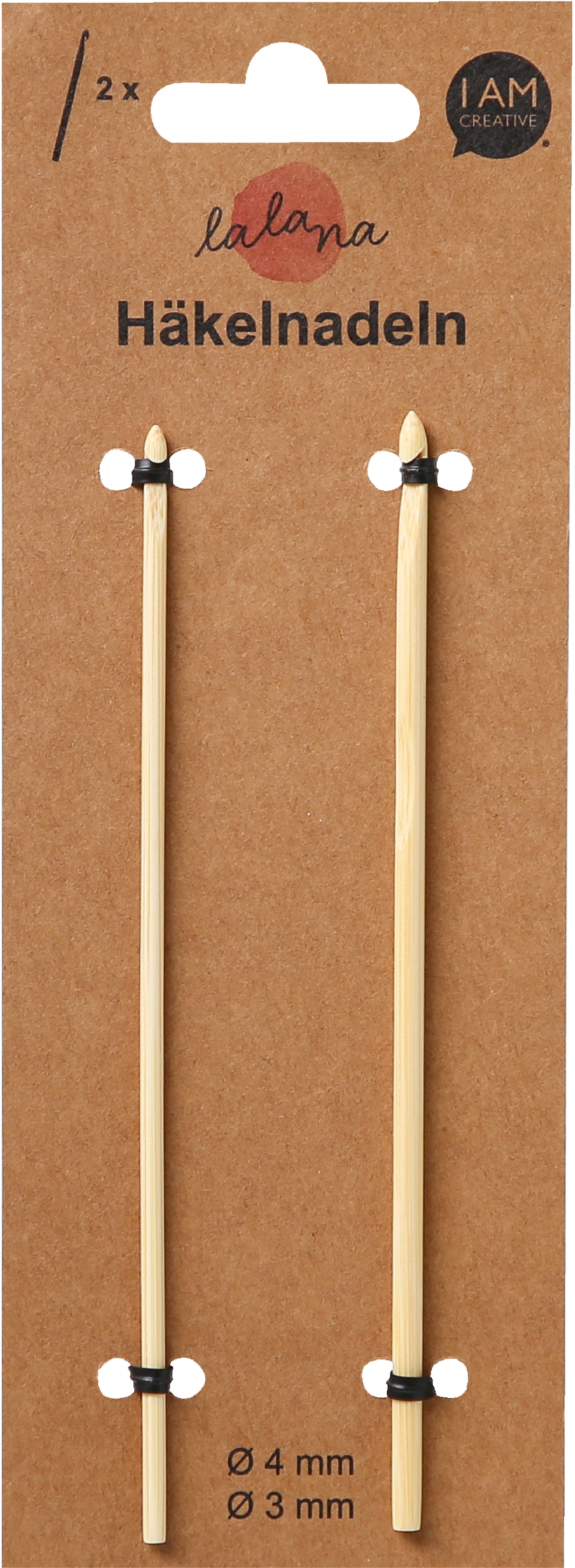 I am creative 6201.13 Häkelnadel-Set 3–4 mm – 2 Stk., Bambus