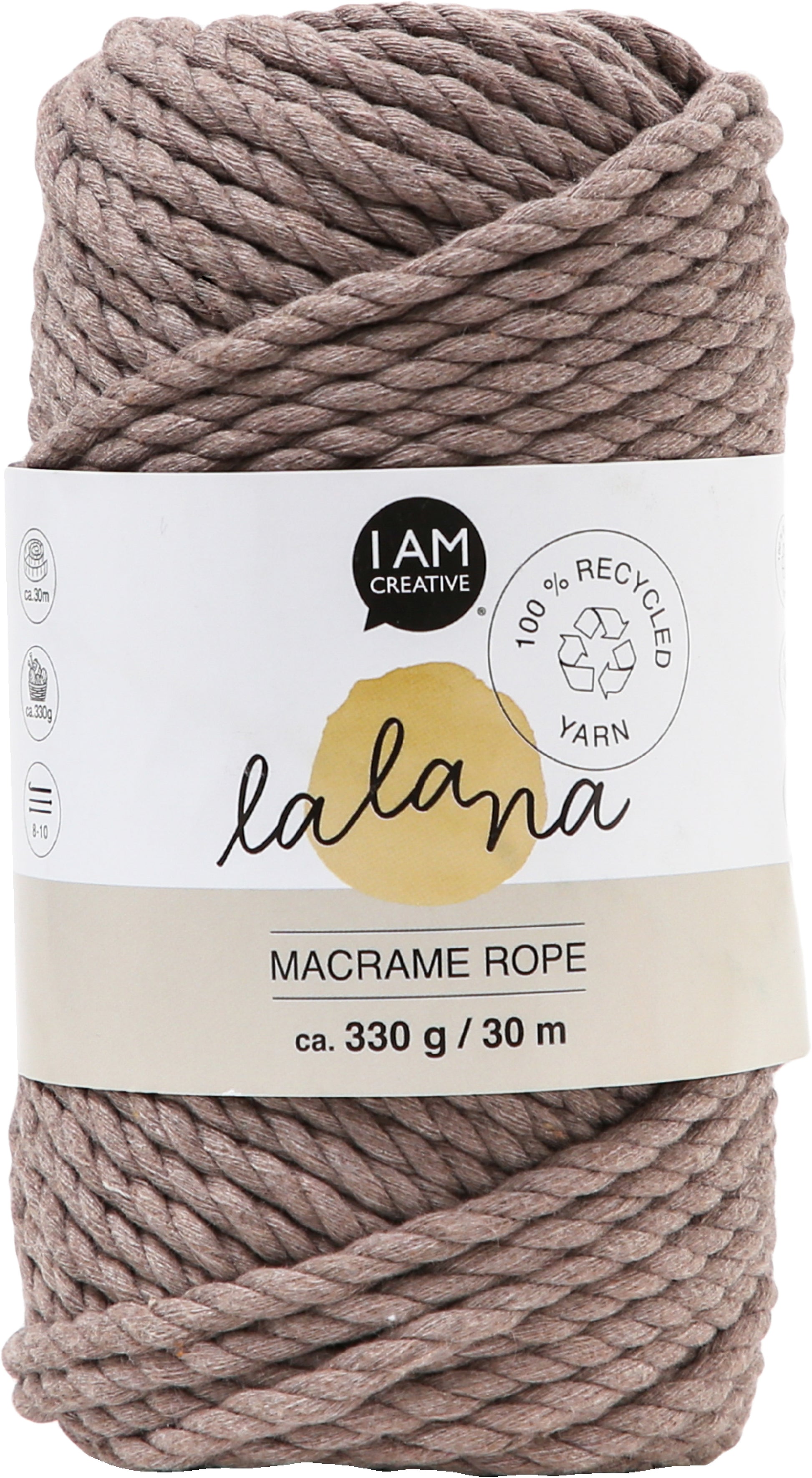 I am creative 6205.04 Makramee-Kordel Kaffee – Ø 5 mm, 358 g, 100% Stoffreste der Textilindustrie