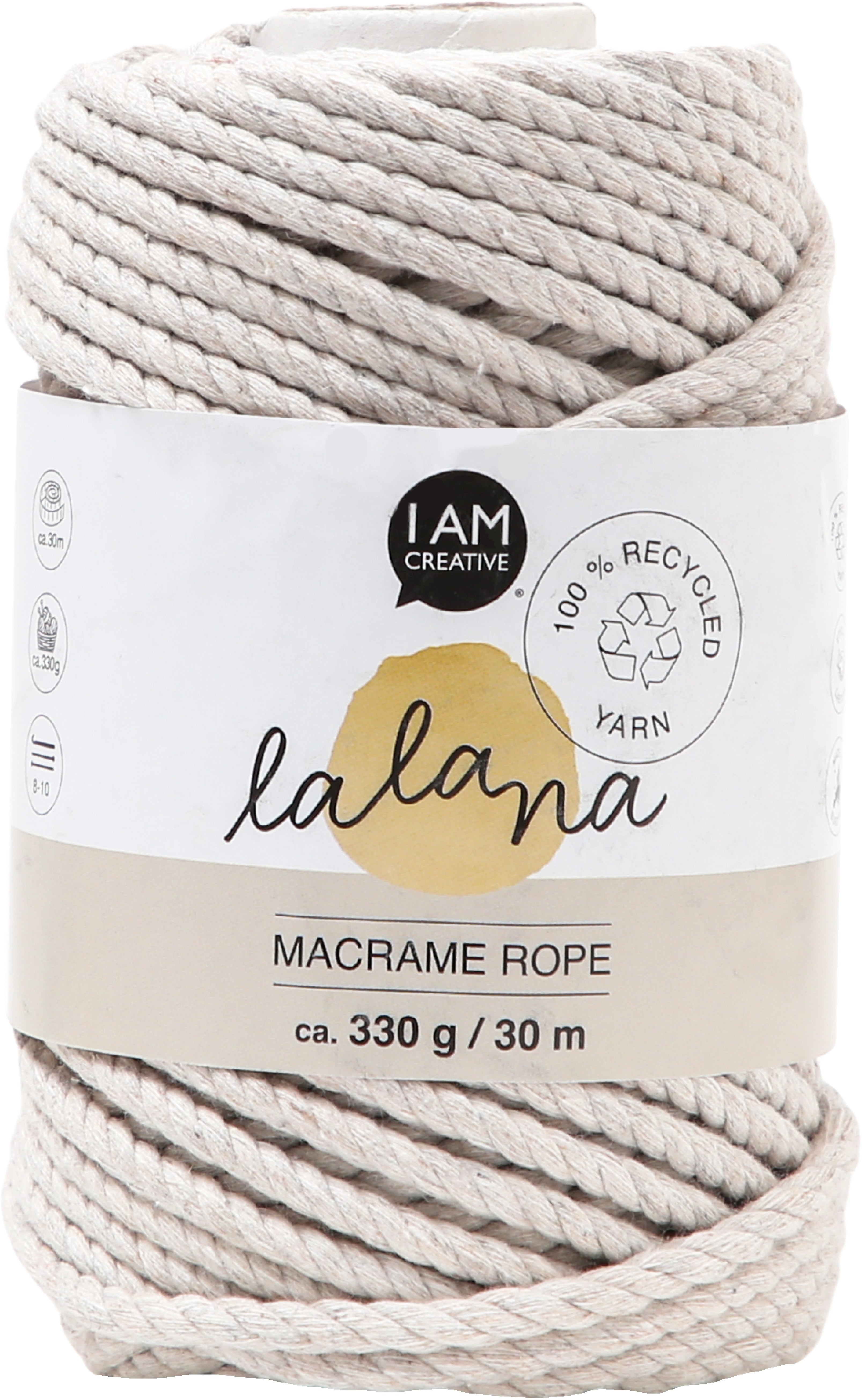 I am creative Makramee-Kordel 6205.29 Makramee-Kordel Steingrau – Ø 5 mm, 359 g, 100% Stoffreste