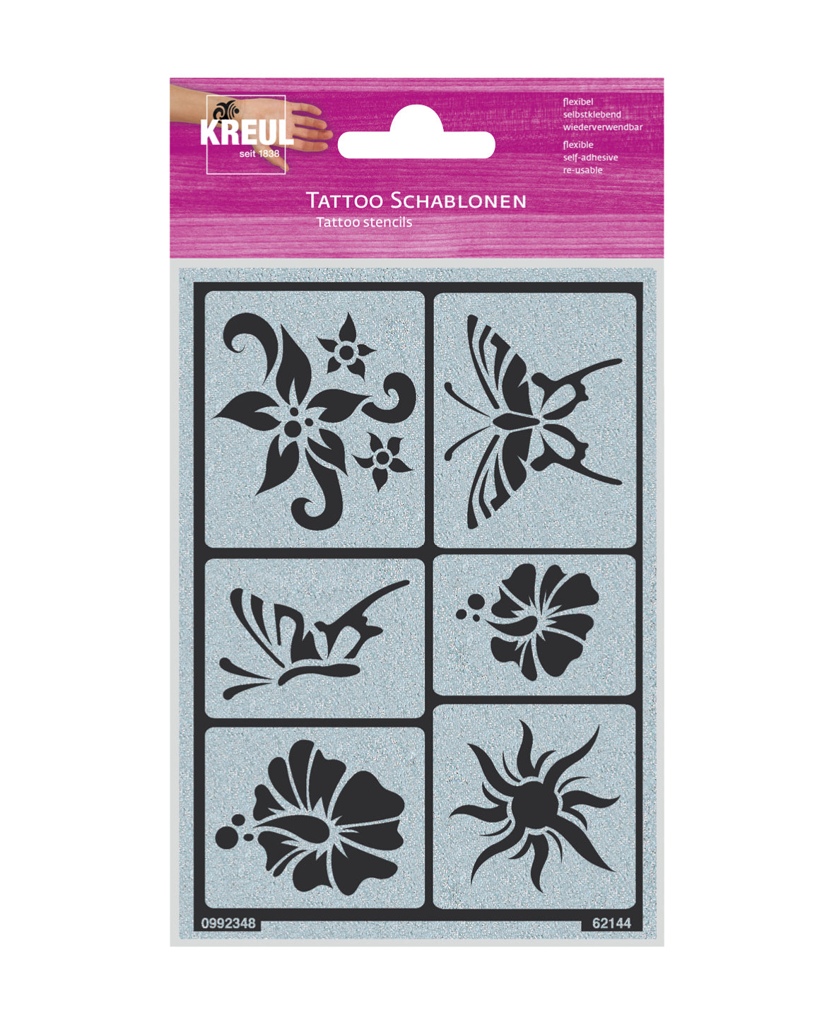 I am creative Tattoo-Schablone 62144, Sonne, Blume, 110 mm × 195 mm