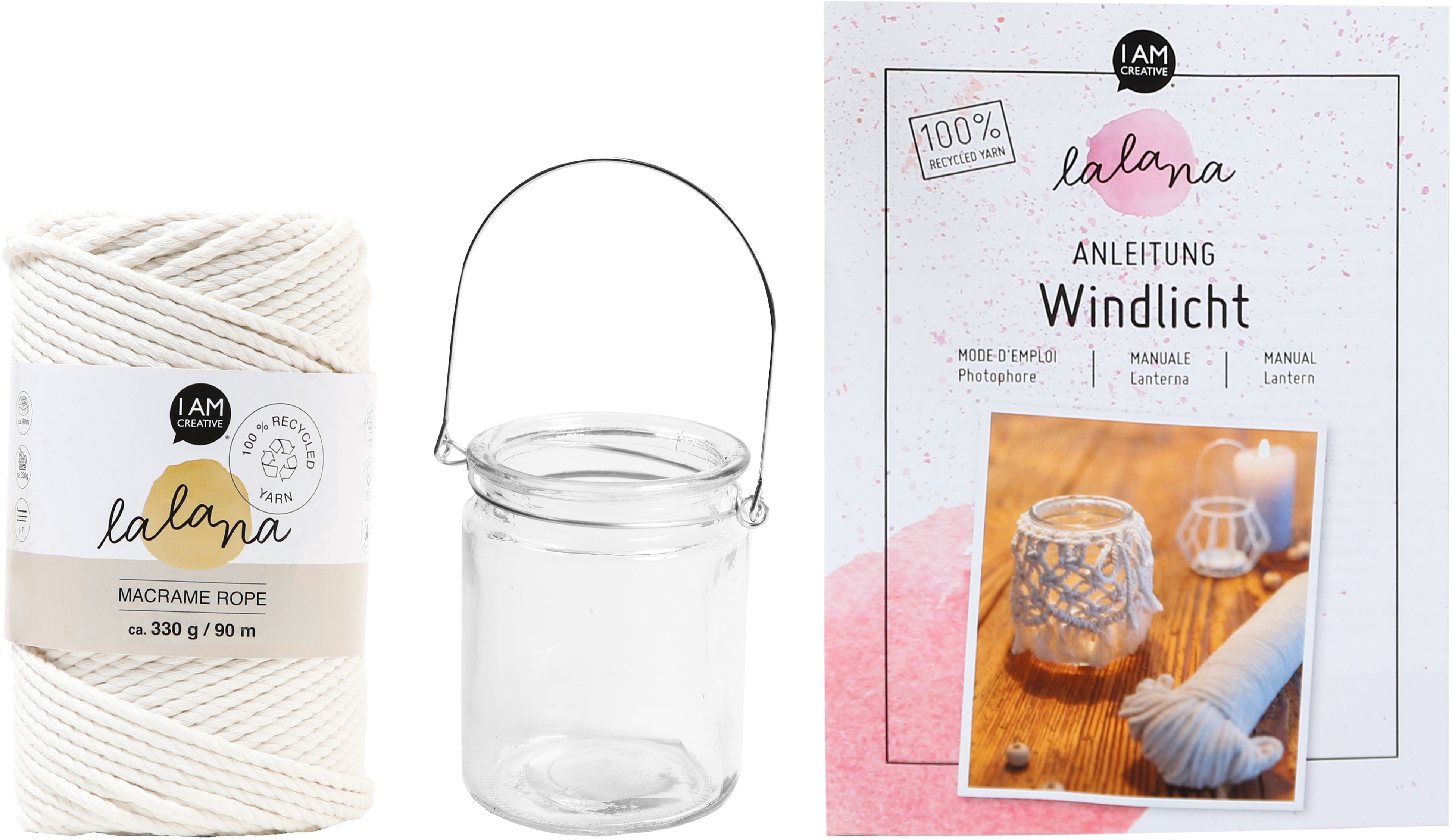 I am creative Makramee-Set Windlicht – 4-teilig