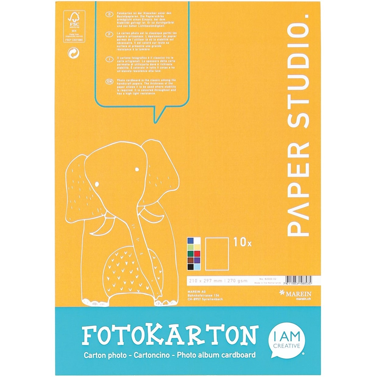 I am creative Fotokarton-Block – A4, sortiert, 270 g/m² – 10 Blatt, FSC
