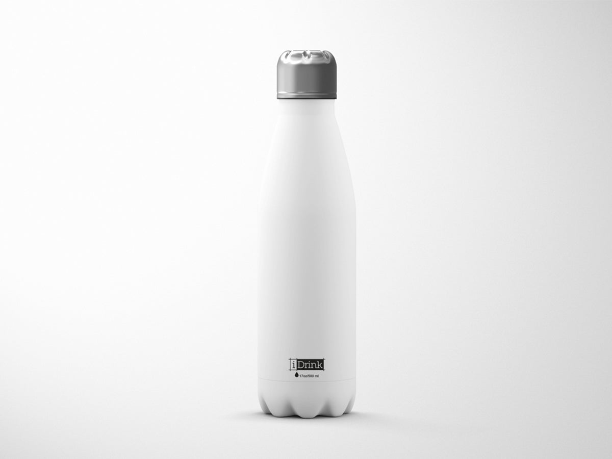 iDrink Isolierflasche 500 ml – Doppelwandig 12 h Heiss / 24 h Kalt, Edelstahl, Schraubdeckel