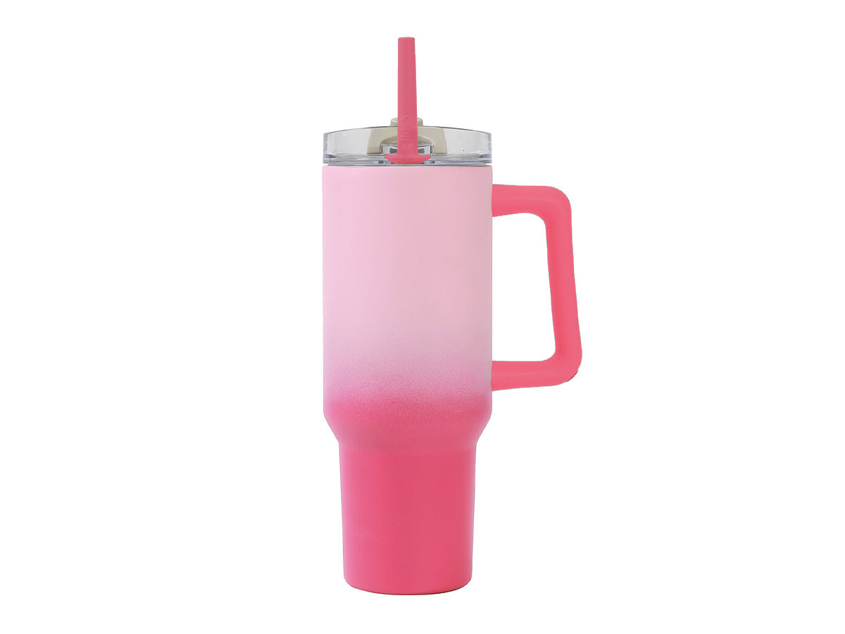 I-DRINK ID0252 Thermobecher 1,2 l – mit Strohhalm, Rosa