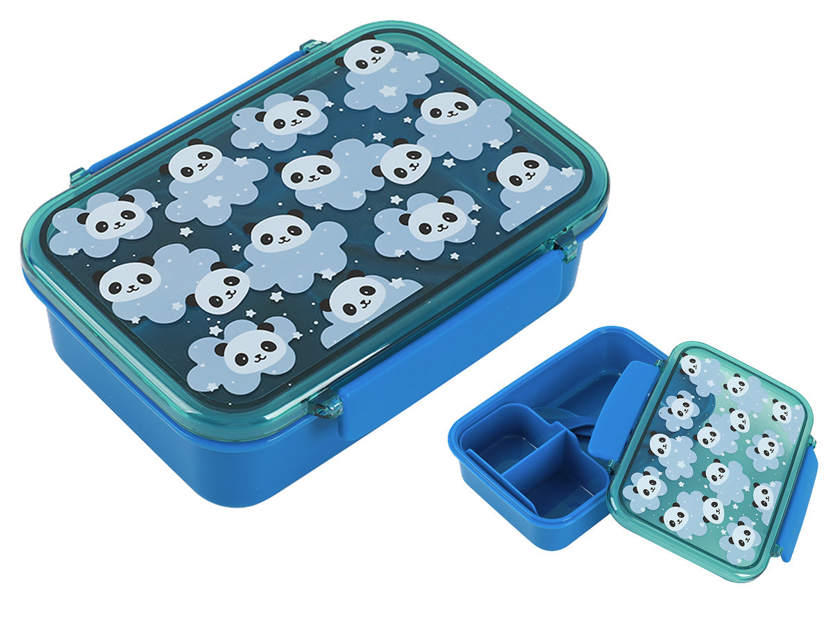 I-drink Panda – Lunchbox 14 × 18,5 × 5,5 cm, mit Löffel und Gabel