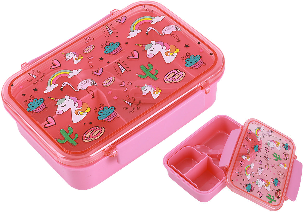 I-drink Lunchbox, 18,5 × 18,5 × 6 cm, Einhorn, inkl. Löffel und Gabel
