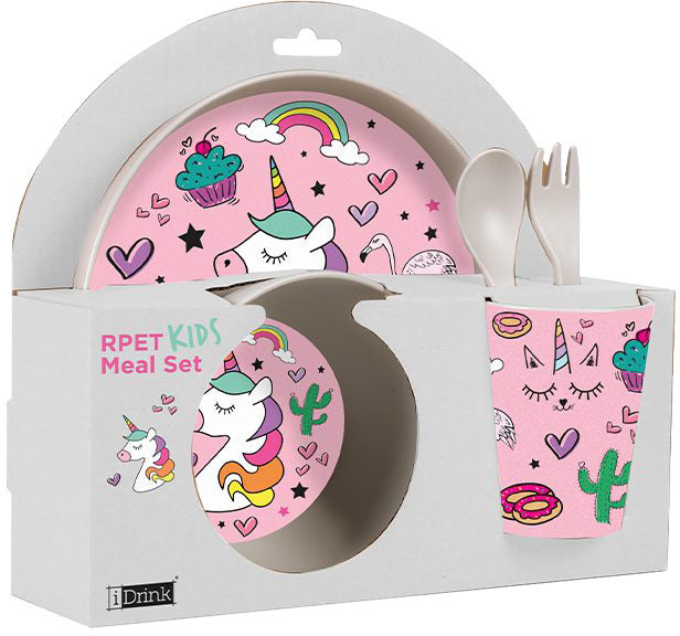 I-drink Geschirrset Einhorn – 5-teiliges Set, 24,0 × 21,0 × 9,5 cm, Kunststoff (RPET), spülmaschinenfest