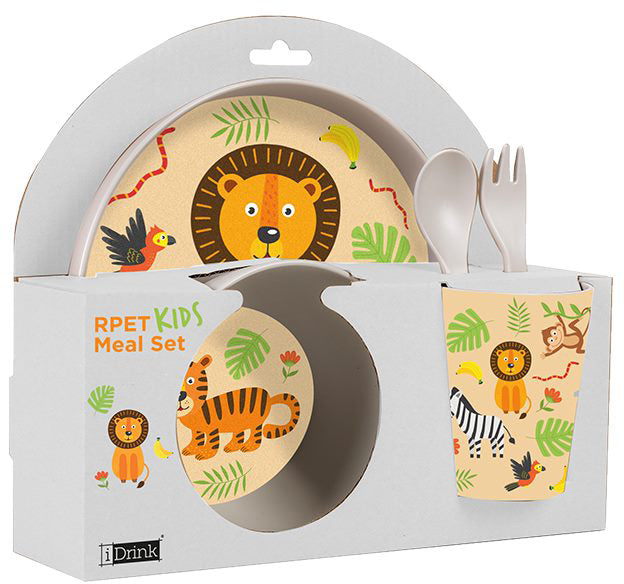 I-drink Geschirrset Animals – 5-teiliges Set, 21,0 × 24,2 × 9,5 cm, Kunststoff (rPET), spülmaschinenfest