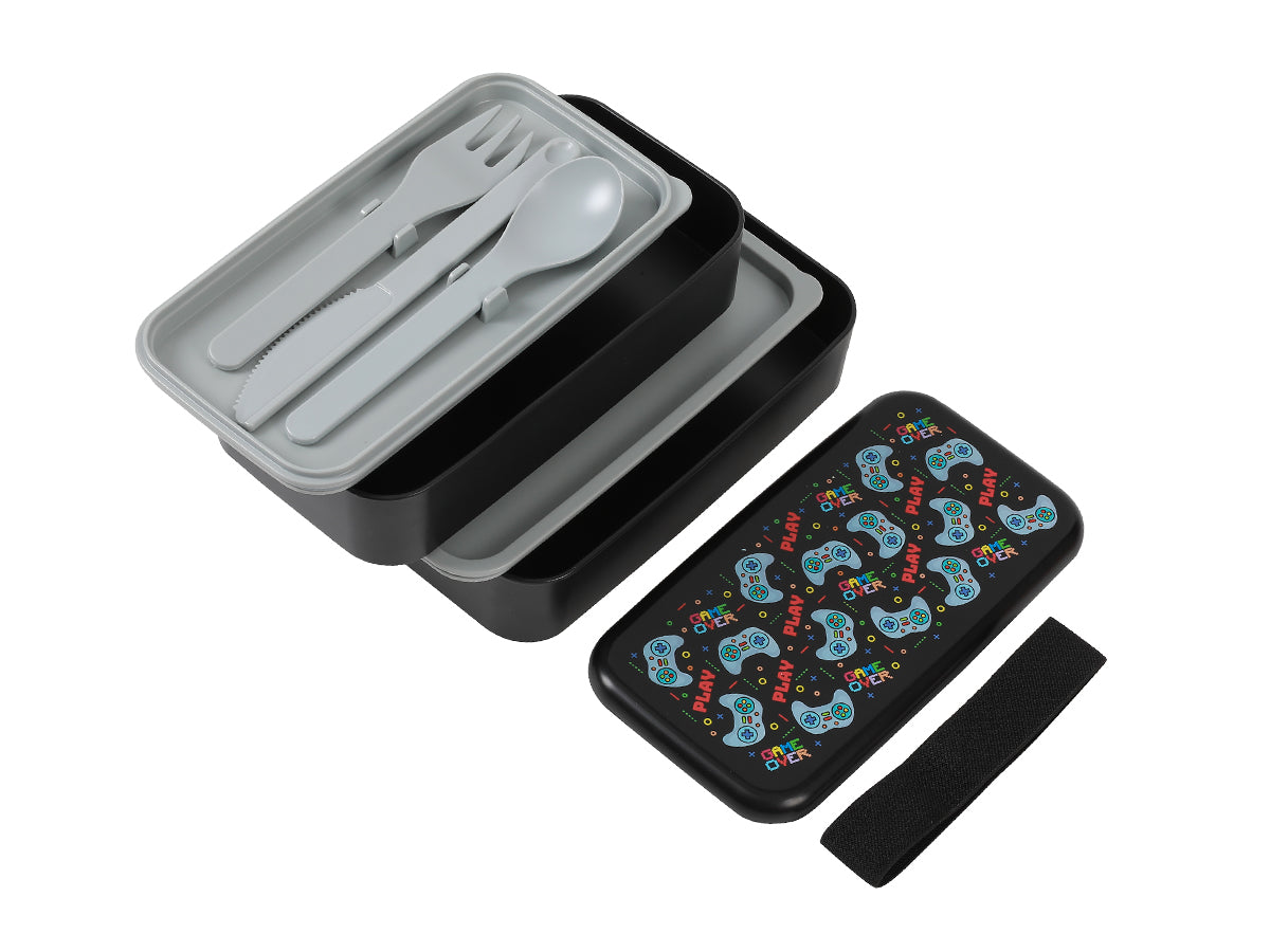 I-drink Let's Play – Lunchbox, 11 × 20 × 10 cm, mit Trennwand und Besteck