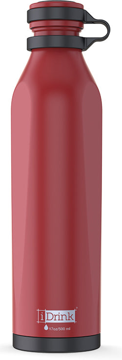 I-drink B-EVO Isolierflasche 500 ml – doppelwandig 12 h heiss/24 h kalt, Scarlet