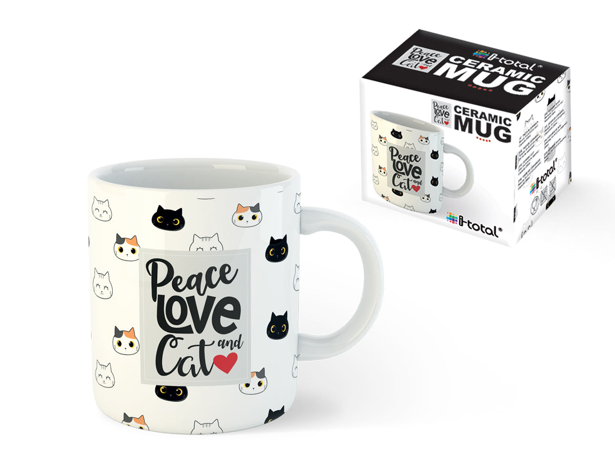 I-total Tasse Cat – 9,0 × 12,0 × 10,0 cm, Keramik