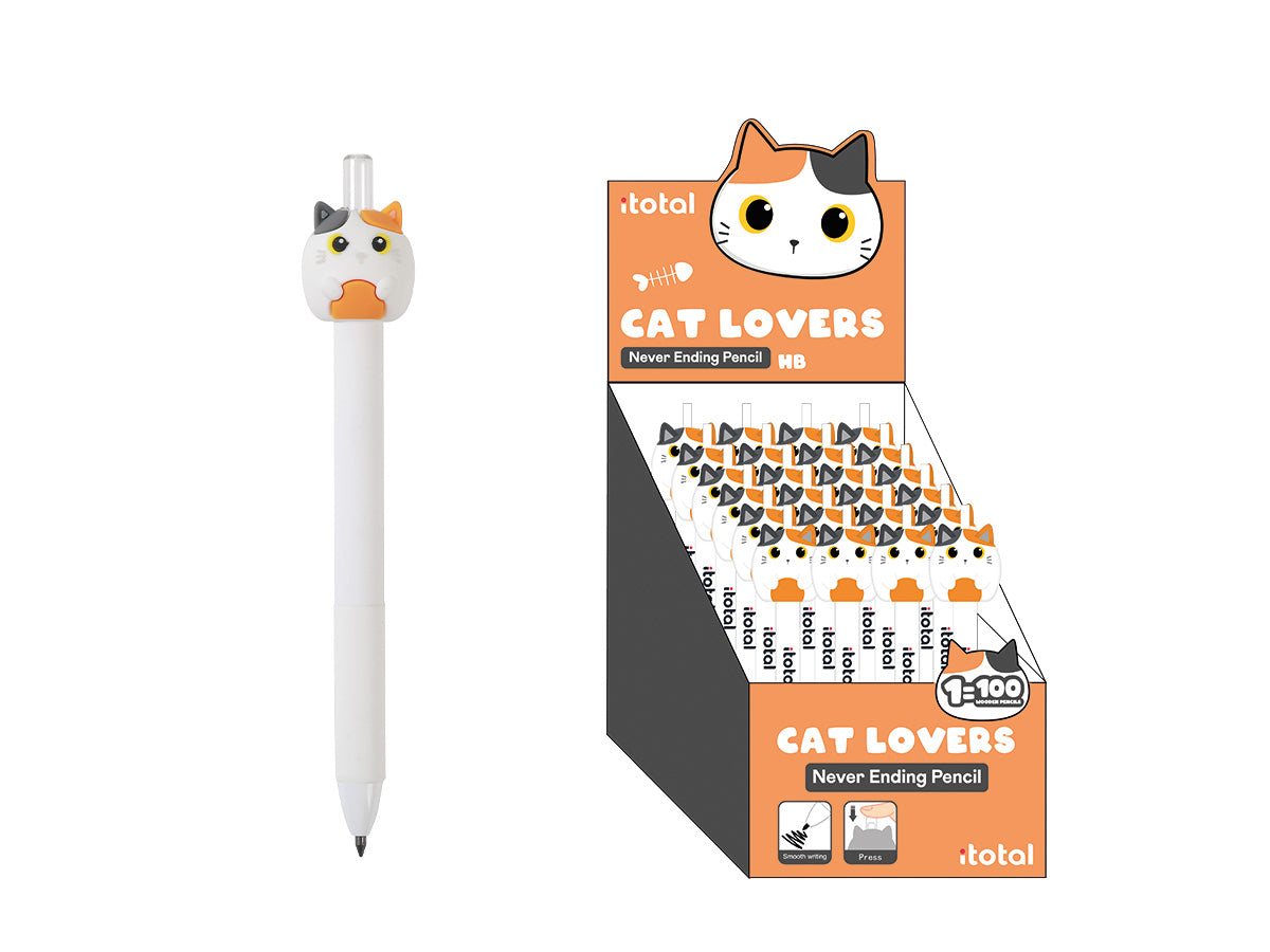 I-TOTAL Never Ending XL2070B Endlosbleistift, Orange (Katzenmotiv)