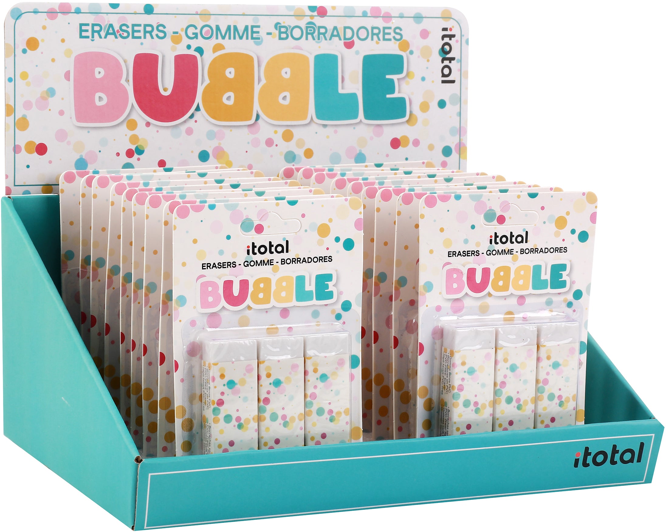 I-TOTAL Radiergummi Bubble XL2071 – 138 × 97 × 20 mm, farbig sortiert, 3 Stk.