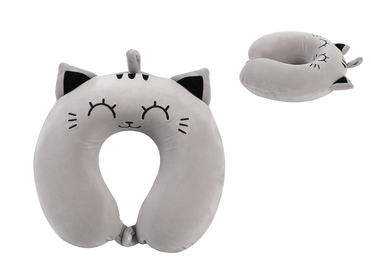 I-total Reisekissen – 270×90×310 mm – Grau – Katze