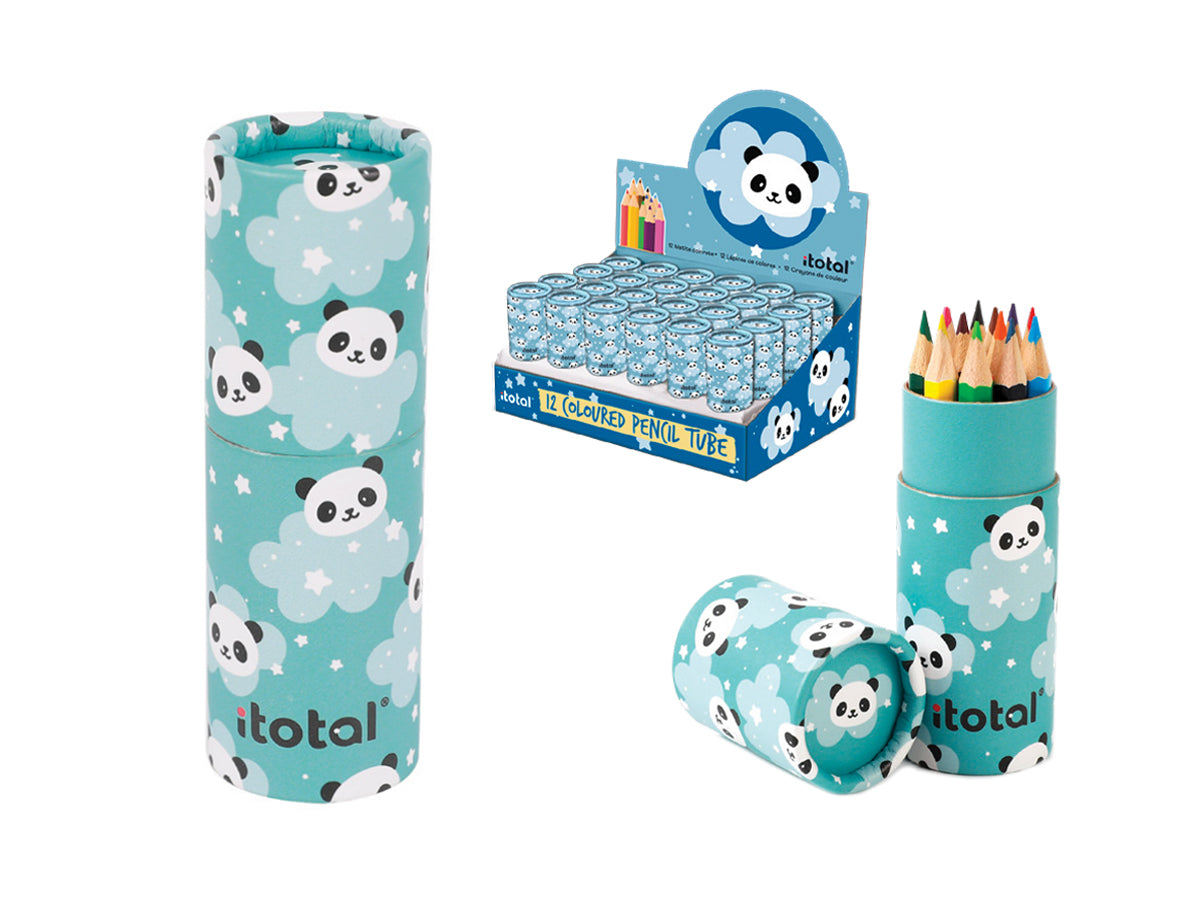 I-total Panda Farbstifte – 12 Farben, Runddose