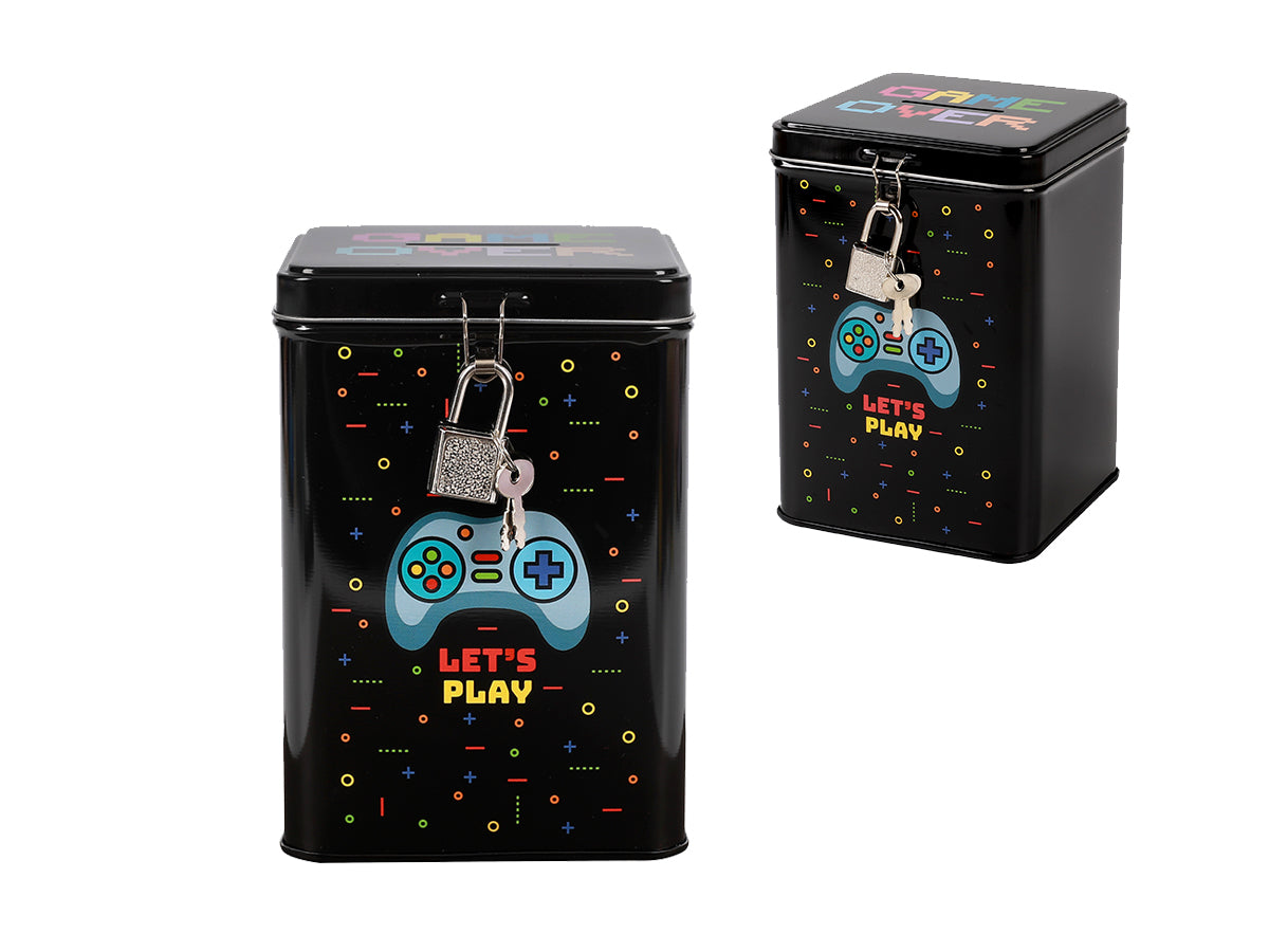 I-total Spardose – Gaming-Motiv 'Let's play' – 11,5 × 16 × 11,5 cm