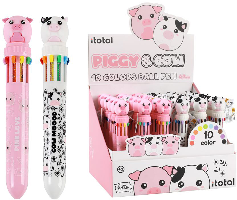 I-TOTAL Multicolorstift Sau & Kuh XL2370G Multifunktions-Kugelschreiber – 10 Farben