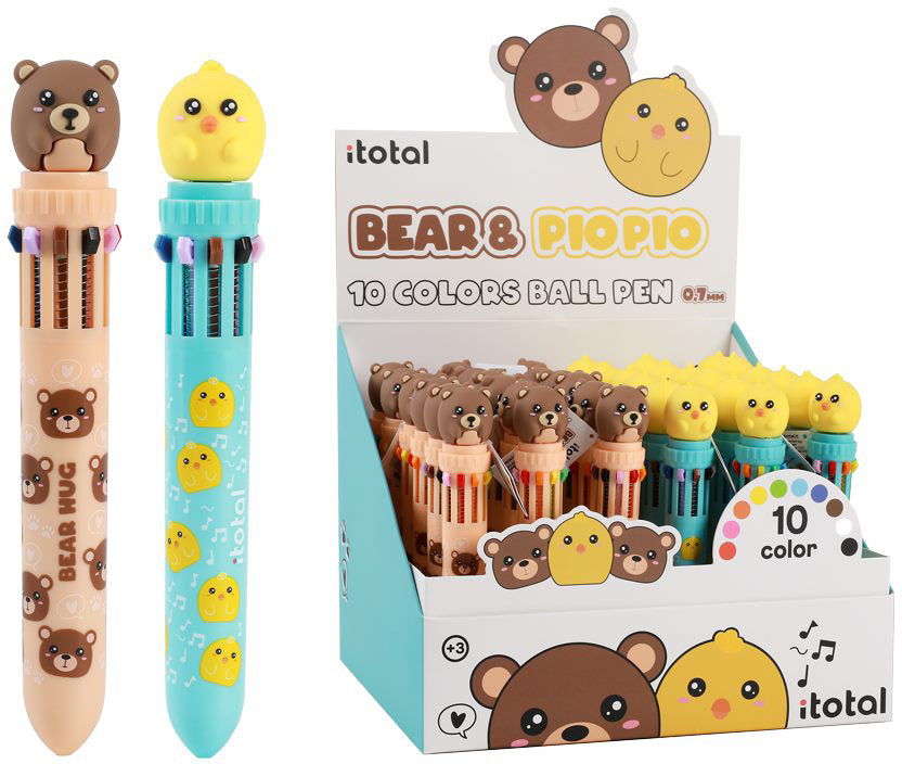 I-TOTAL Multicolorstift Bär & Küken XL2370H Multifunktions-Kugelschreiber – 10 Farben
