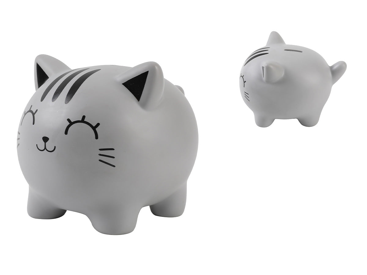 I-total Spardose Katze – Grau – 15 × 15 × 20,5 cm