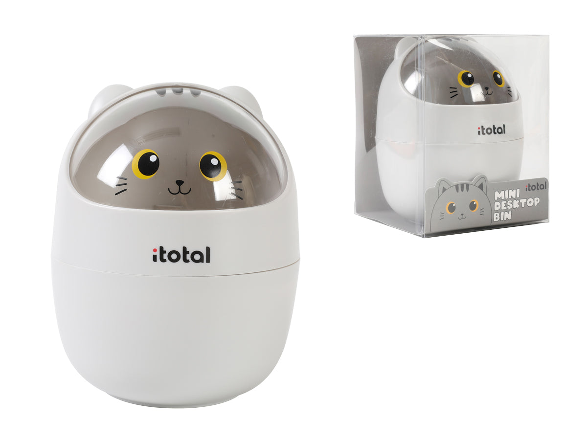 I-total Tischabfalleimer XL2701 Grey Cat – quadratisch – 12,5×12,5×16 cm