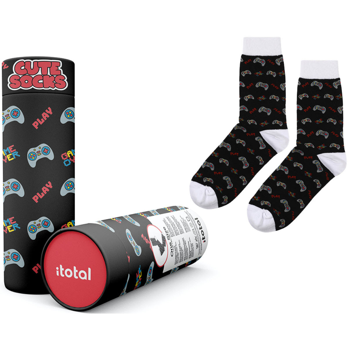 I-total Socken Let's Play XL2826 – Grösse 36–41, Schwarz, Baumwolle