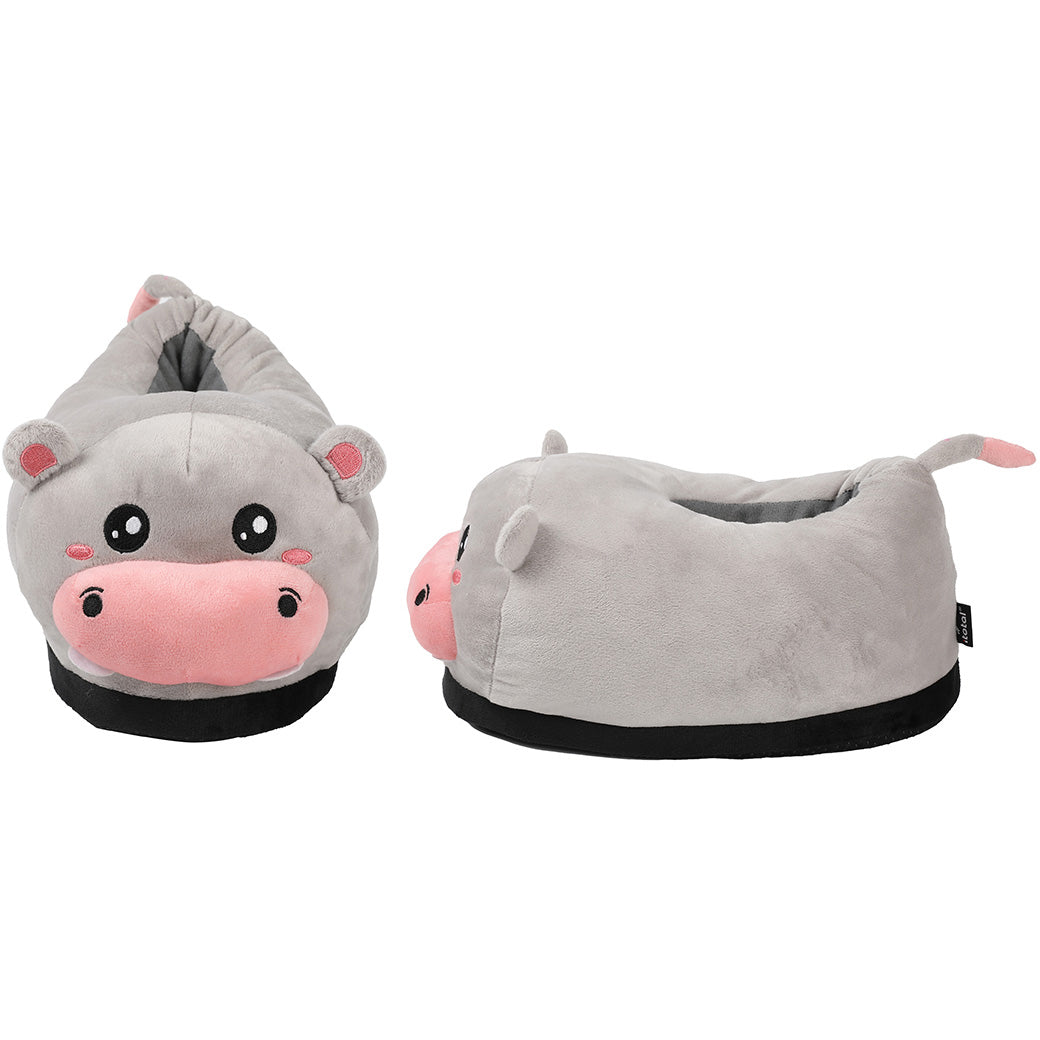 I-total Plüsch-Hausschuhe Hippo – Grau