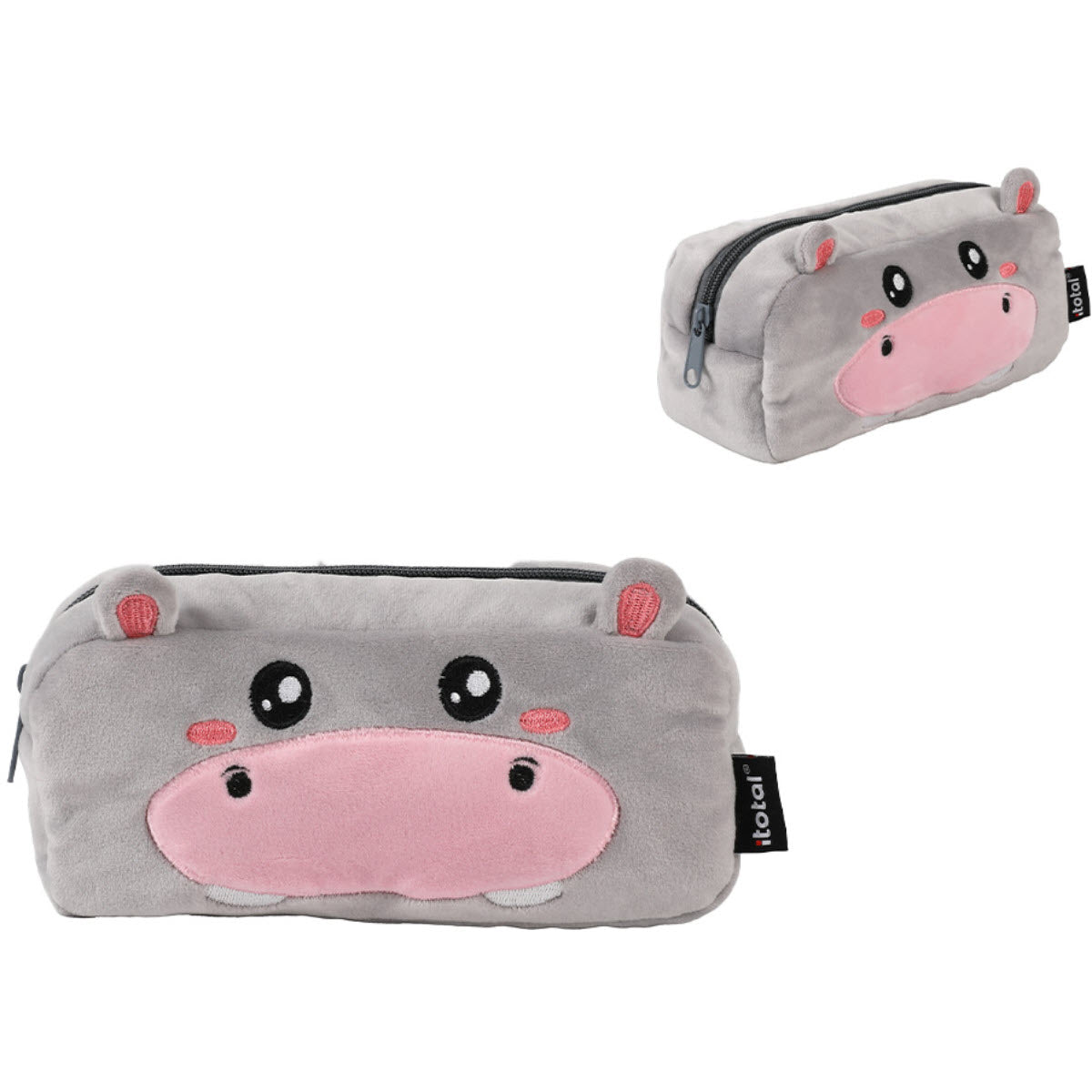 I-total XL2864 – Schlamperetui, Hippo, Plüsch, 9 × 4 × 24 cm