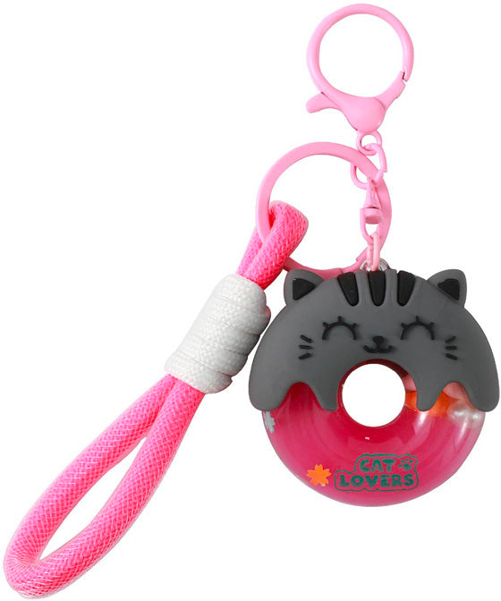 I-total Schlüsselanhänger Donut XL3067 Grey Cat – Flüssigfüllung, Glitzer
