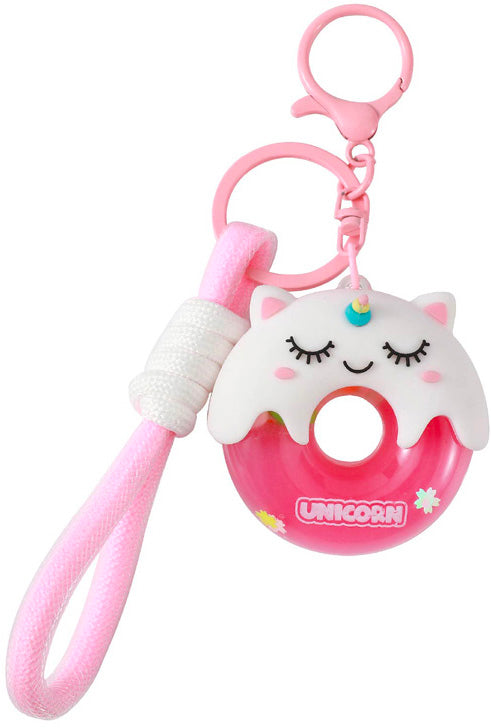 I-total Schlüsselanhänger Donut XL3069 Unicorn – Flüssigfüllung mit Glitzer, 105 × 90 × 30 mm