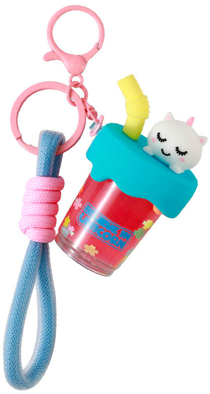 I-total Schlüsselanhänger Bubble Tea XL3080 Unicorn – Flüssigkeitseffekt, Glitzer, 100 × 80 × 50 mm