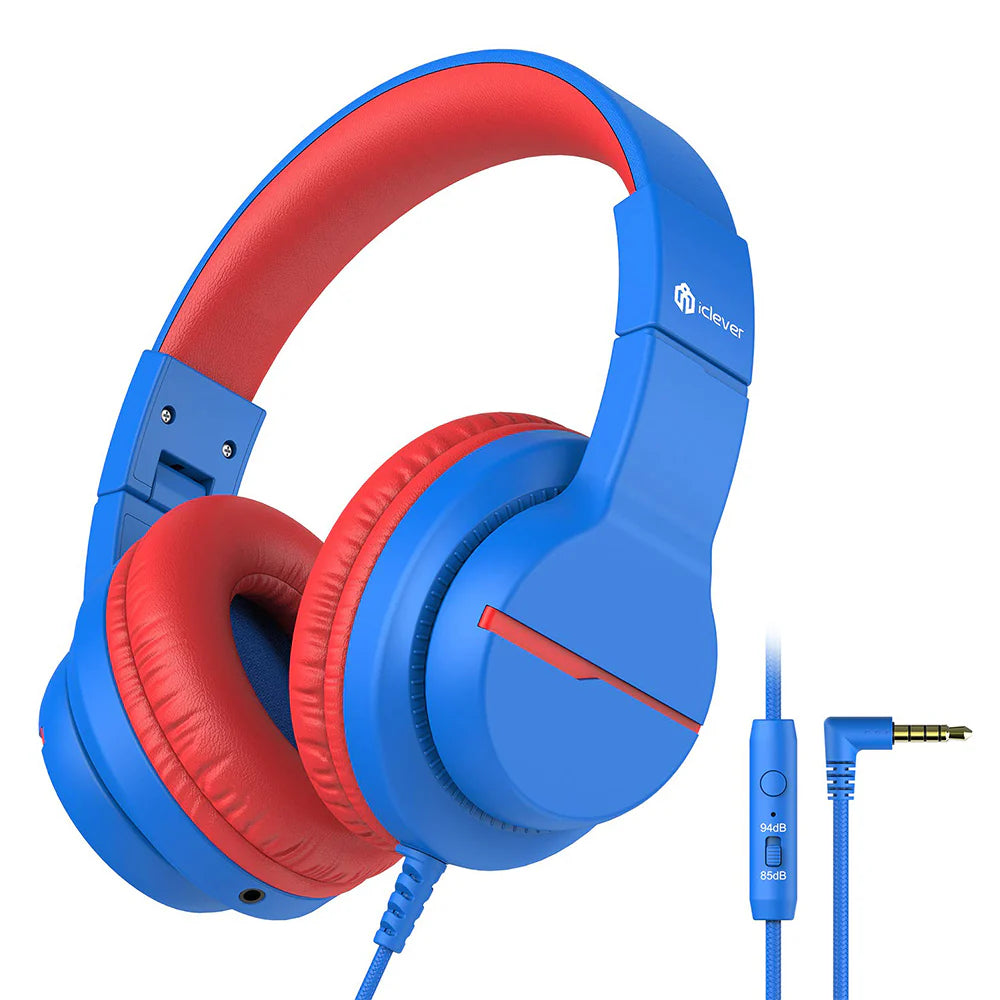 Iclever HS19 Kinderkopfhörer – Over-Ear, Stereo, 3,5 mm Klinke, 85 dB Lautstärke-Limit, Blau