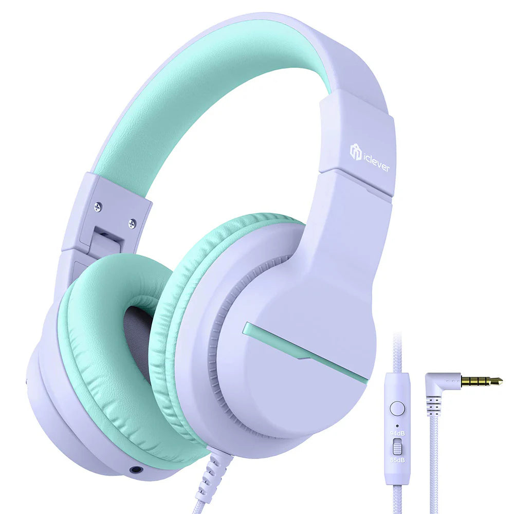 Iclever HS19 Kinderkopfhörer – Over-Ear, Stereo, 3,5 mm Klinke, Violett