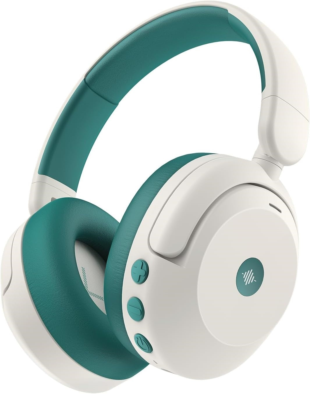 Iclever BTH20 Kinderkopfhörer – Over-Ear, Kabel + BT, 3,5 mm Klinke, 80 dB Lautstärke-Limit, ANC, Weiss/Grün