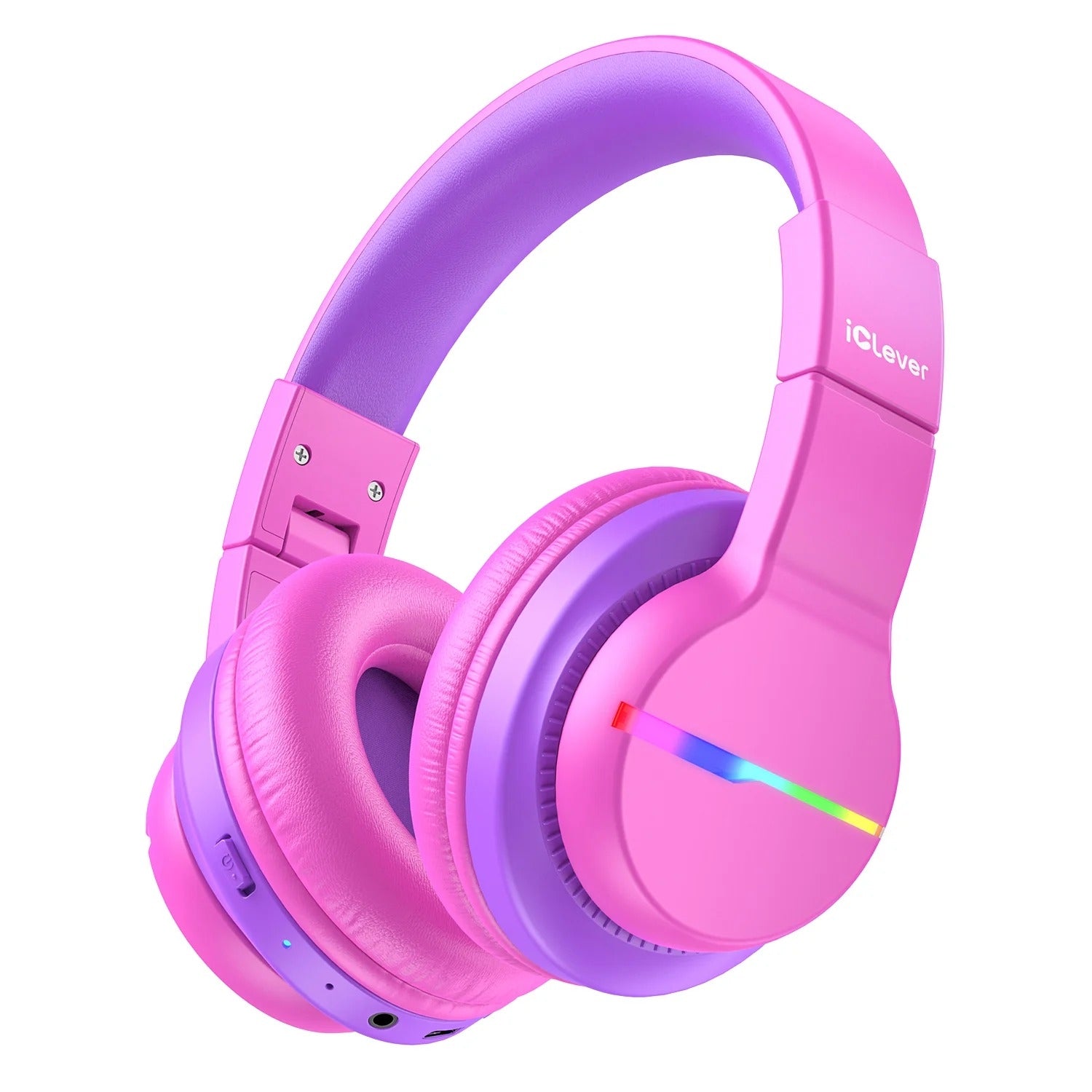 Iclever BTH12 Kinderkopfhörer – Over-Ear, Stereo, Kabel + BT (3,5 mm Klinke), BT 5.2, Pink