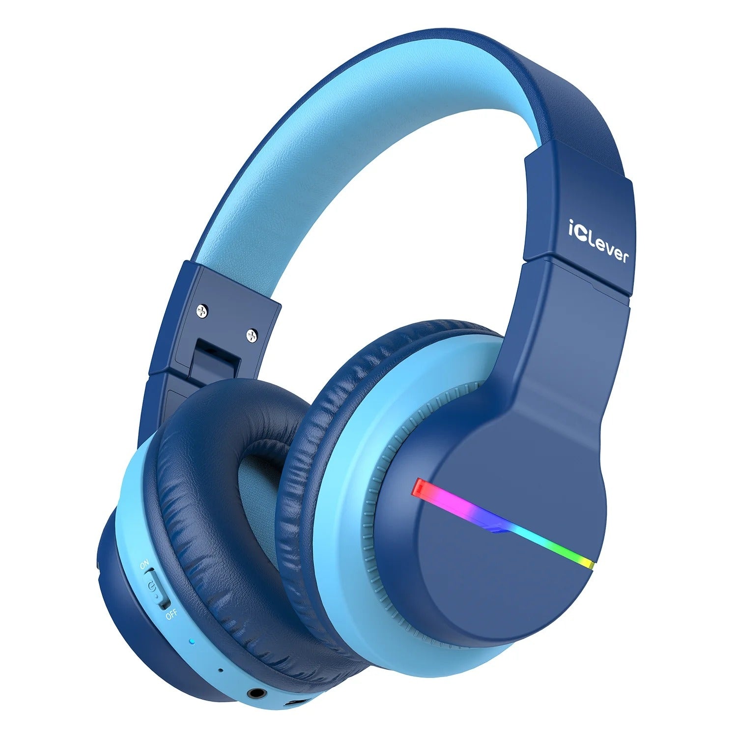 iClever BTH12 Kinderkopfhörer – Over-Ear, Stereo, BT, 3,5 mm Klinke, 85 dB Lautstärke-Limit, Blau, BT 5.2