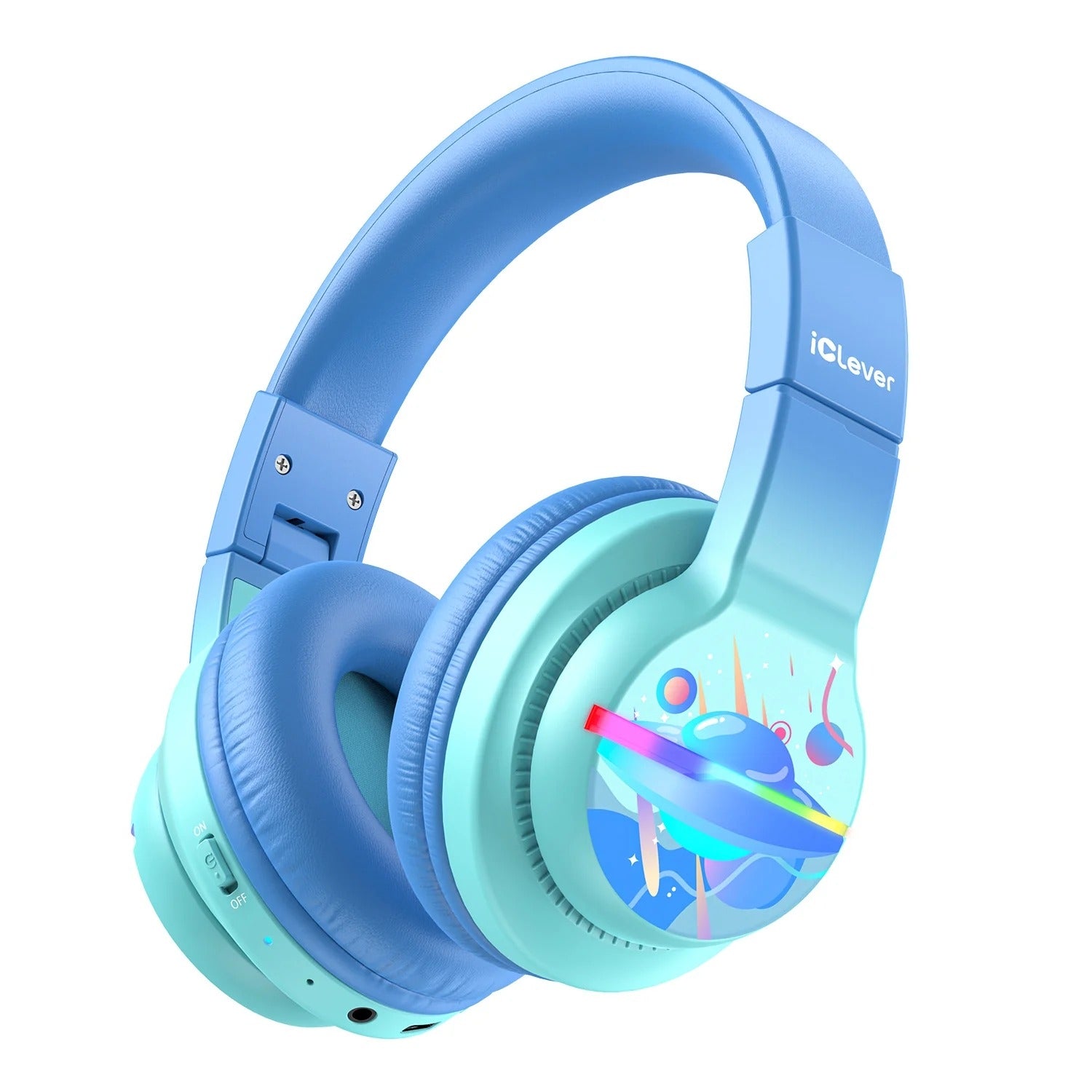 iClever BTH12 Kinderkopfhörer – Over-Ear, Stereo, BT, 3,5 mm Klinke, 85 dB Lautstärke-Limit, Blau, BT 5,2
