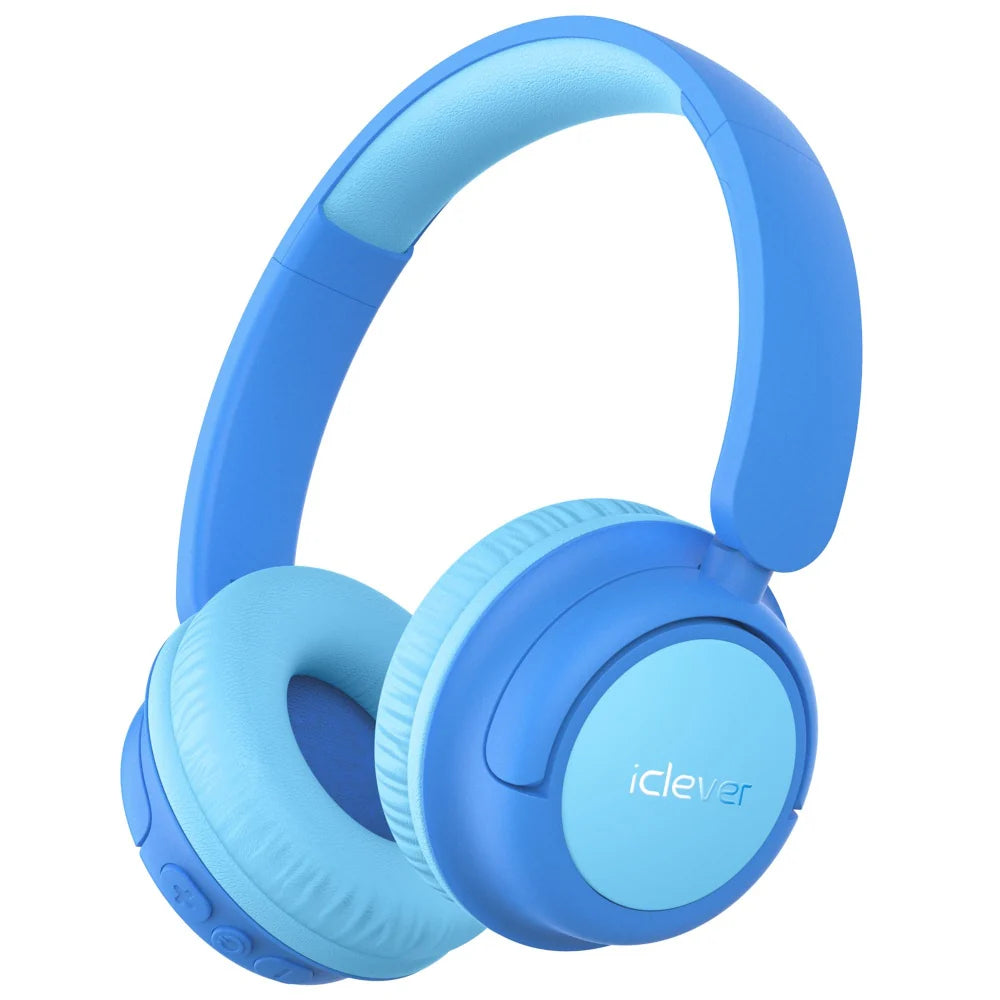 iClever BTH22 Kinderkopfhörer – BT, 3,5 mm Klinke, 85 dB Lautstärke-Limit, Blau, BT 5.4