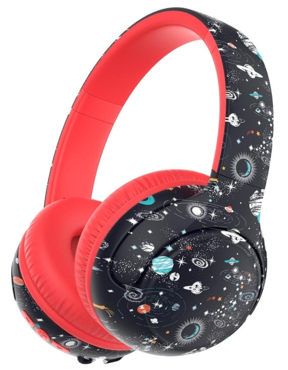 Iclever BTH27 Kinderkopfhörer – On-Ear, Kabel + BT, 75/80 dB Lautstärke-Limit, BT 5.4, Schwarz/Rot