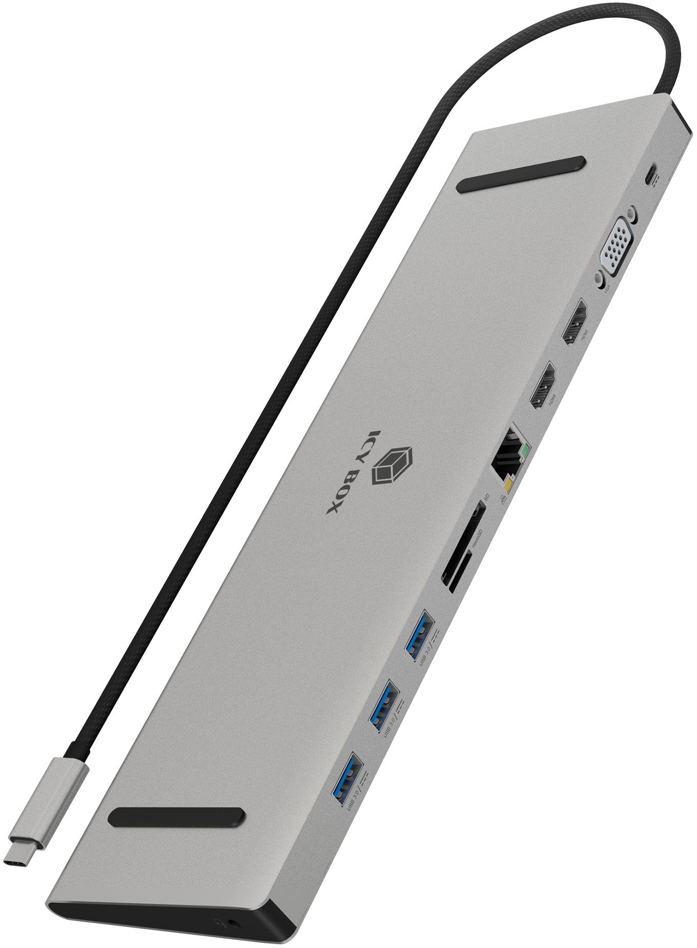 ICY BOX IB-DK2106a-CPD Dockingstation – USB-C, 2× HDMI, 1× VGA, 3× USB-A, 100 W PD, GbE, für Windows 10