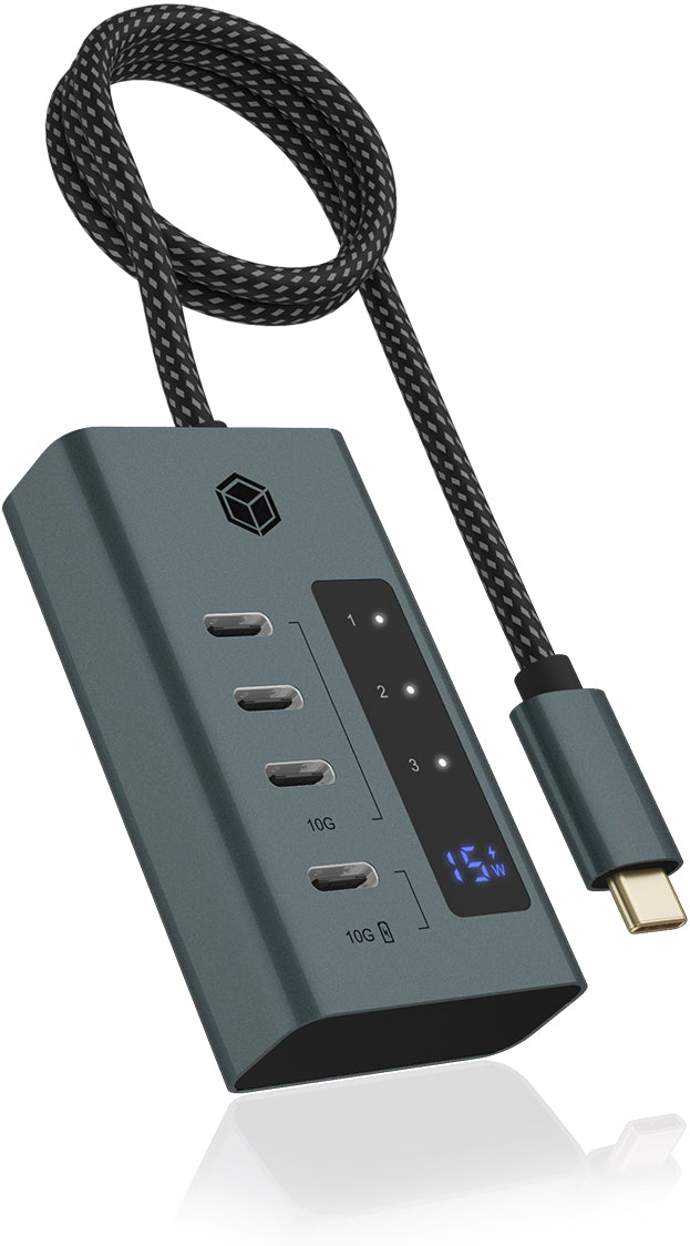 ICY BOX IB-HUB1454-C31 USB-Hub – USB-C, 4× USB-C, 20 W PD, für Windows/Mac